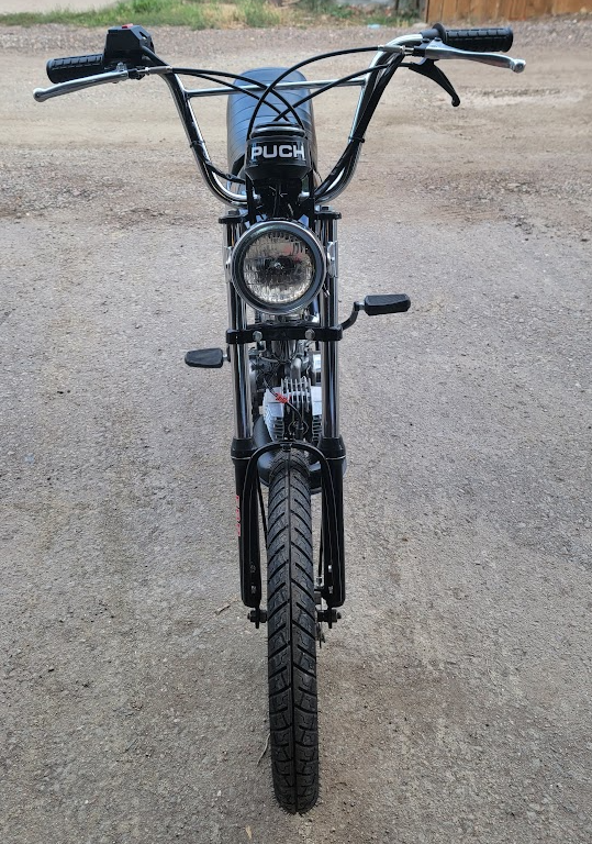 1980 Puch Magnum black and gold, front on