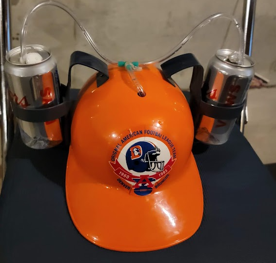 Broncos beer helmet